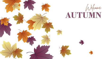 Welcome autumn background illustration vector. Welcome autumn web banner and flyerのイラスト素材