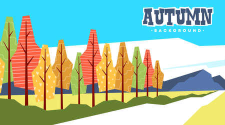 Hello autumn background illustration vector. Autumn web banner and flyerのイラスト素材