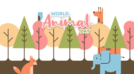World animal day background illustration vectorのイラスト素材