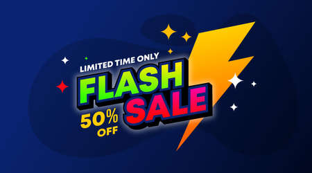 Flash sale web banner illustration vector. Discount 50% off backgroundのイラスト素材