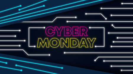 Cyber monday sale background illustration vector. Cyber monday event big sale web banner backgroundのイラスト素材