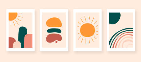 Modern abstract art wall decoration. Colorful abstract background illustration vectorのイラスト素材