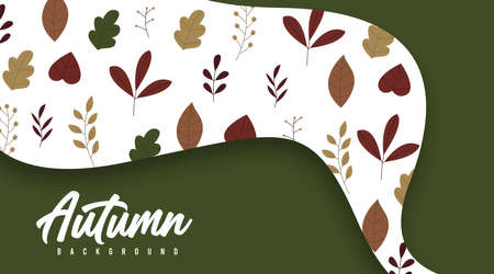 Hello autumn background illustration vector. Autumn web banner and flyer backgroundのイラスト素材
