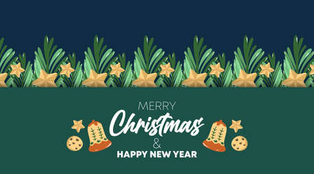 Merry christmas and happy new year greeting card illustration vectorのイラスト素材