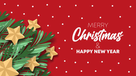 Merry christmas and happy new year greeting card illustration vectorのイラスト素材