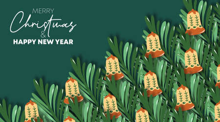 Merry christmas and happy new year greeting card illustration vectorのイラスト素材