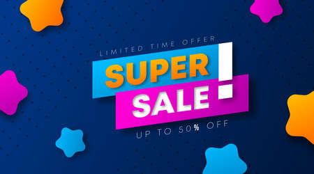 Super sale digital flyer and web banner for shopping day background illustration