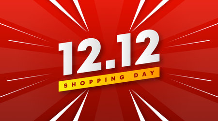 Shopping day background illustration. 12.12 sale web banner of shopping day illustrationのイラスト素材