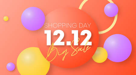 Shopping day background illustration. 12.12 sale web banner of shopping day illustrationのイラスト素材