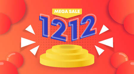 Shopping day background illustration. 12.12 sale web banner of shopping day illustrationのイラスト素材