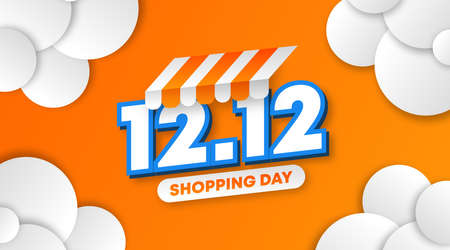 Shopping day background illustration. 12.12 sale web banner of shopping day illustrationのイラスト素材