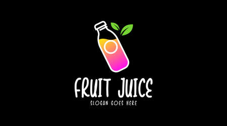 Fresh fruit juice drink logo concept isolated in black backgroundのイラスト素材