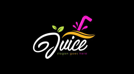 Fresh fruit juice drink logo concept isolated in black backgroundのイラスト素材