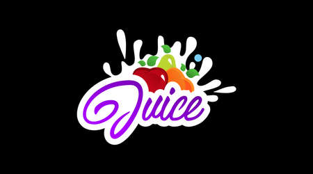 Fresh fruit juice drink logo concept isolated in black backgroundのイラスト素材