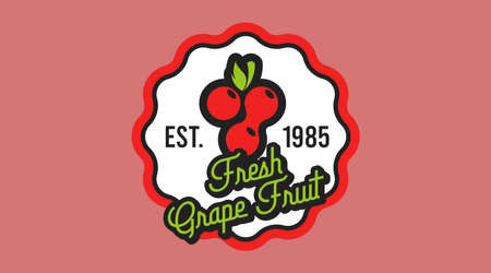 Vintage Fruit Logo Template for Grape Logo Vector. Retro Style Fruit Logoのイラスト素材