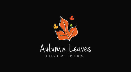 Autumn Logo Design Concept Vector Isolated in Black Background. Seasonal Logo of Autumn Logo Templateのイラスト素材