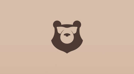 Head of Bear Silhouette Logo Design Concept Vector. Animal Logo Template Vectorのイラスト素材