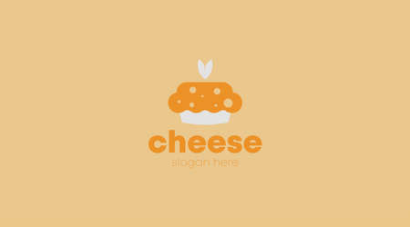Flat Cheese Logo Design Concept Template Vector. Food Business Logo Template Vector.のイラスト素材