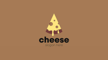 Flat Cheese Logo Design Concept Template Vector. Food Business Logo Template Vector.のイラスト素材