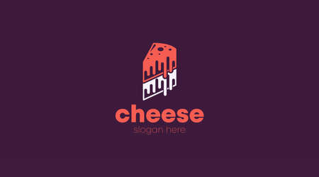 Flat Cheese Logo Design Concept Template Vector. Food Business Logo Template Vector.のイラスト素材
