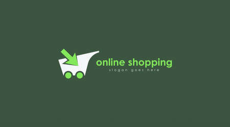Online Shop Logo Design Concept Template Vector. E-Commerce Logo Design for Your Modern Businessのイラスト素材