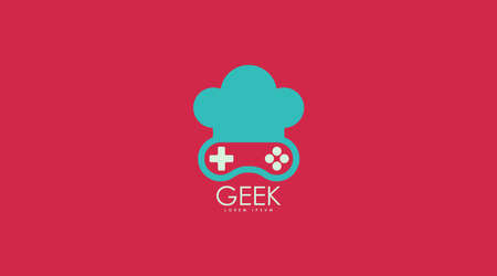 Geek Logo Design Concept Vector. Geek Logo Template in Flat Color Design Styleのイラスト素材