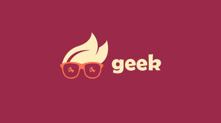 Geek Logo Design Concept Vector. Geek Logo Template in Flat Color Design Styleのイラスト素材