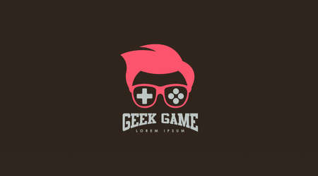 Geek Logo Design Concept Vector. Geek Logo Template in Flat Color Design Styleのイラスト素材