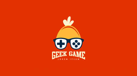 Geek Logo Design Concept Vector. Geek Logo Template in Flat Color Design Styleのイラスト素材