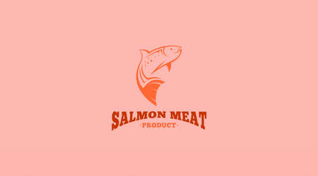 Salmon Fish Meat Logo Design Concept Template Vectorのイラスト素材