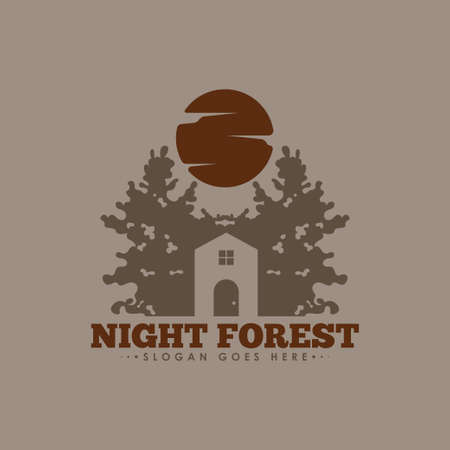 Forest Logo Design Concept Vector. Retro Jungle Logo Design Vectorのイラスト素材