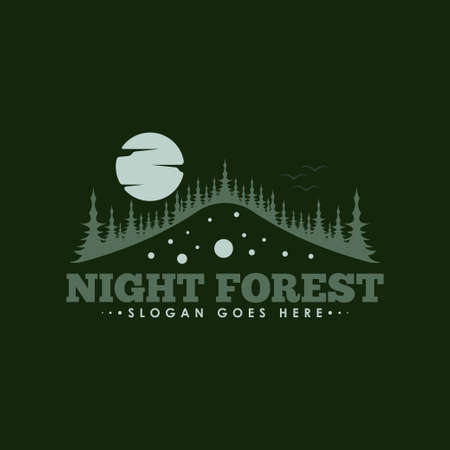 Forest Logo Design Concept Vector. Retro Jungle Logo Design Vectorのイラスト素材
