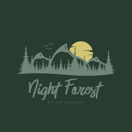 Forest Logo Design Concept Vector. Retro Jungle Logo Design Vectorのイラスト素材