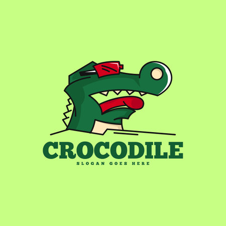 Crocodile Animal Logo Design Concept Vector. Reptile Crocodile Logo Design Conceptのイラスト素材