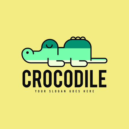 Crocodile Animal Logo Design Concept Vector. Reptile Crocodile Logo Design Conceptのイラスト素材