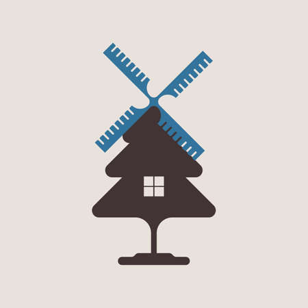 Windmill  Design Concept Vector. Building  Design Concept Vectorのイラスト素材