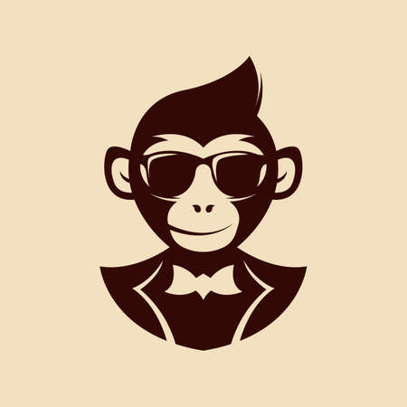 Monkey Head Logo Design Concept Vector. Primate Head Logo Designのイラスト素材
