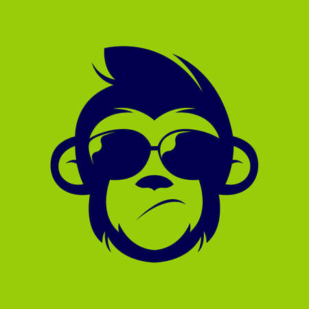 Monkey Head Logo Design Concept Vector. Primate Head Logo Designのイラスト素材
