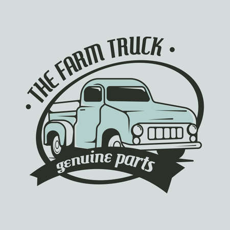 Classic Truck Logo Badge Concept Vector. Retro Vehicle Logo Design Conceptのイラスト素材
