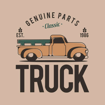 Classic Truck Logo Badge Concept Vector. Retro Vehicle Logo Design Conceptのイラスト素材
