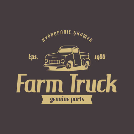 Classic Truck Logo Badge Concept Vector. Retro Vehicle Logo Design Conceptのイラスト素材