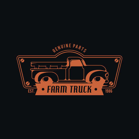 Classic Truck Logo Badge Concept Vector. Retro Vehicle Logo Design Conceptのイラスト素材