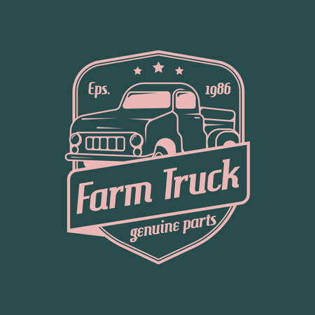Classic Truck Logo Badge Concept Vector. Retro Vehicle Logo Design Conceptのイラスト素材