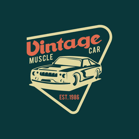 Retro Car Design Concept Vector. Car   Design with Vintage and Retro Vibesのイラスト素材