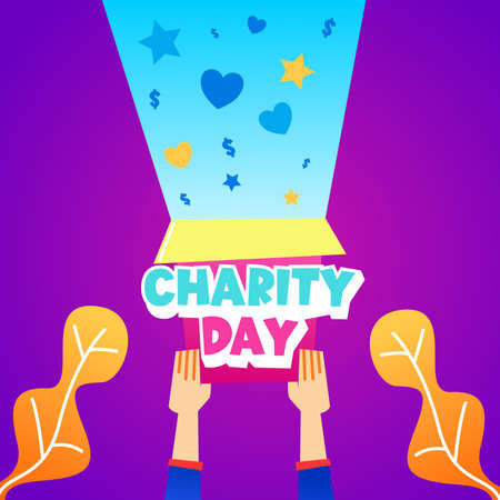 International Day of Charity Background Illustration Vector. Charity Day Web Banner Illustrationのイラスト素材