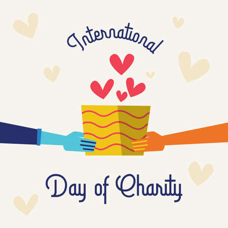 International Day of Charity Background Illustration Vector. Charity Day Web Banner Illustrationのイラスト素材