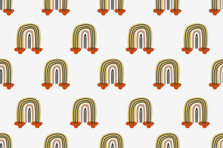 Scandinavian Rainbow Seamless Pattern Background Vector. Colorful Rainbow Pattern Printableのイラスト素材