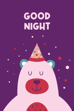 Cute Scandinavian Bear Poster for Kids Room Wall Decoration. Scandinavian Cute Animals Printable Kids Posterのイラスト素材