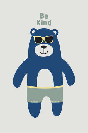 Cute Scandinavian Bear Poster for Kids Room Wall Decoration. Scandinavian Cute Animals Printable Kids Posterのイラスト素材