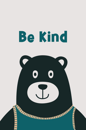 Cute Scandinavian Bear Poster for Kids Room Wall Decoration. Scandinavian Cute Animals Printable...